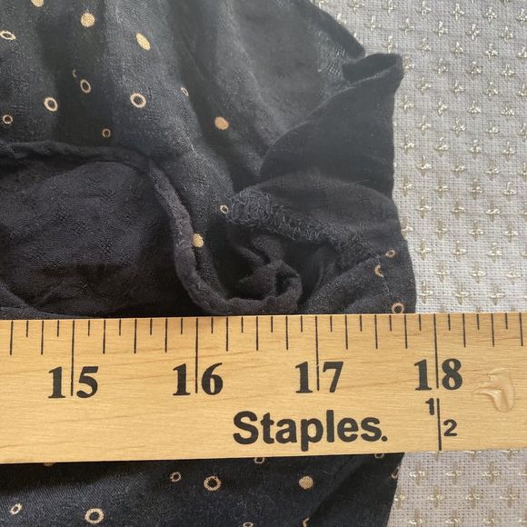 Free People Intimately Mini Slip Dress Ruffled Black Gold Dot Medium Button Back - Picture 12 of 13